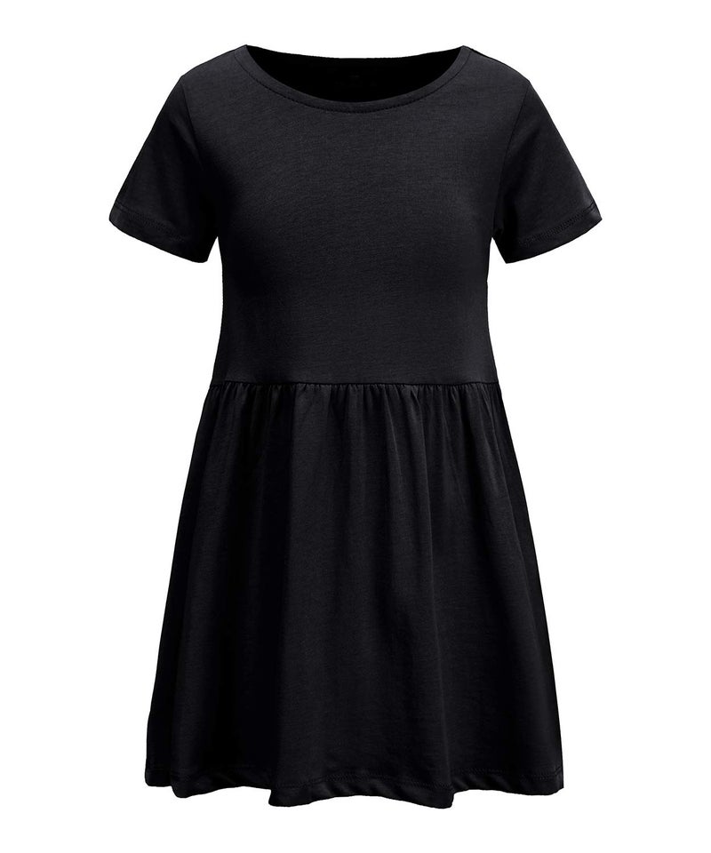 HowJoJo Girls Cotton Summer Dresses Short Sleeve Casual Dress Aline Swing Skater Dresses Black 5T - Image 1